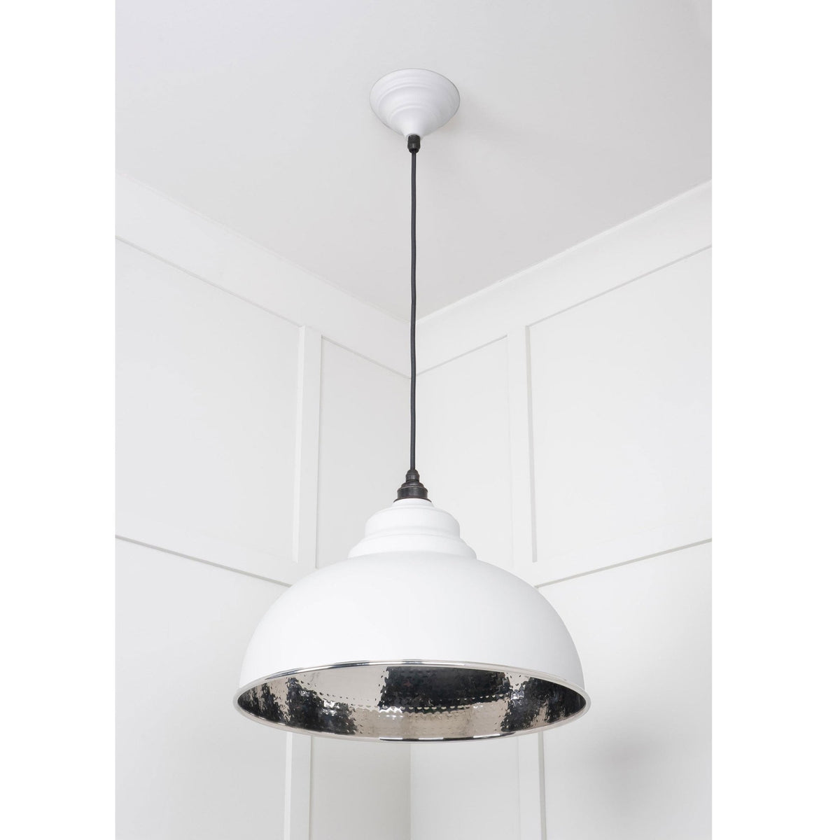 Hammered Nickel Harborne Pendant in Flock