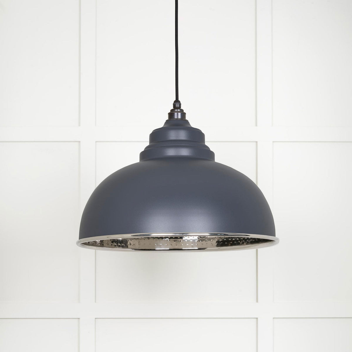 Hammered Nickel Harborne Pendant in Slate