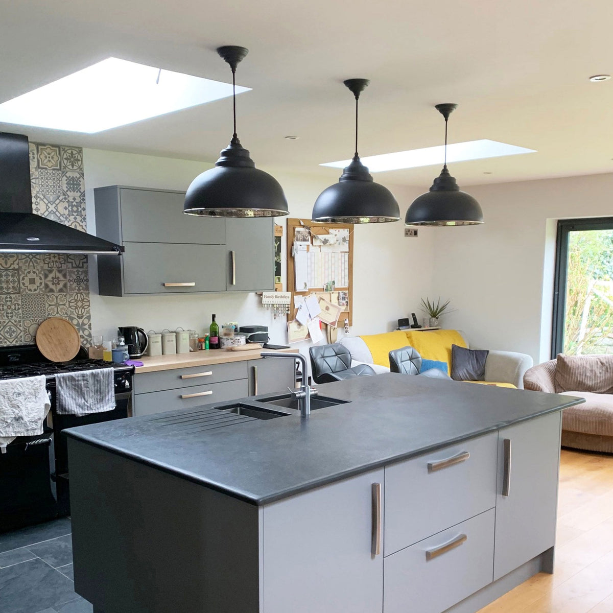 Hammered Nickel Harborne Pendant in Slate