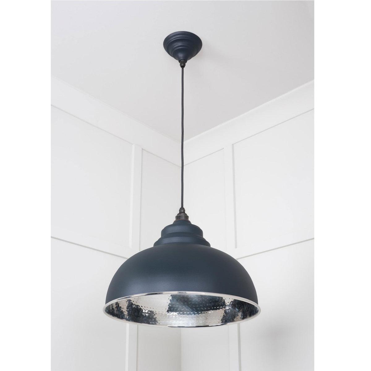 Hammered Nickel Harborne Pendant in Soot