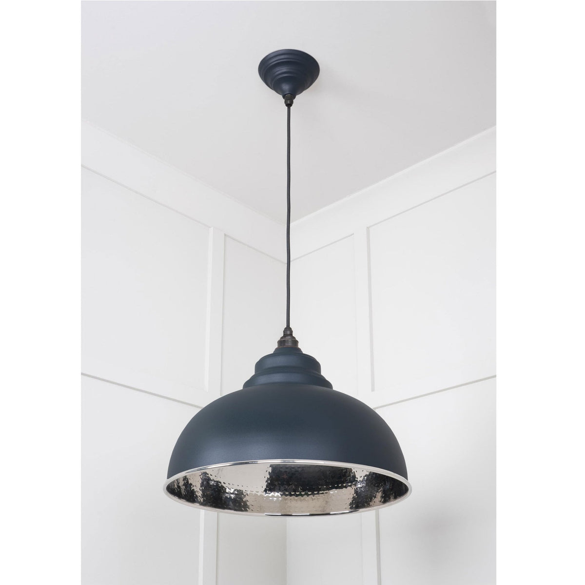 Hammered Nickel Harborne Pendant in Soot