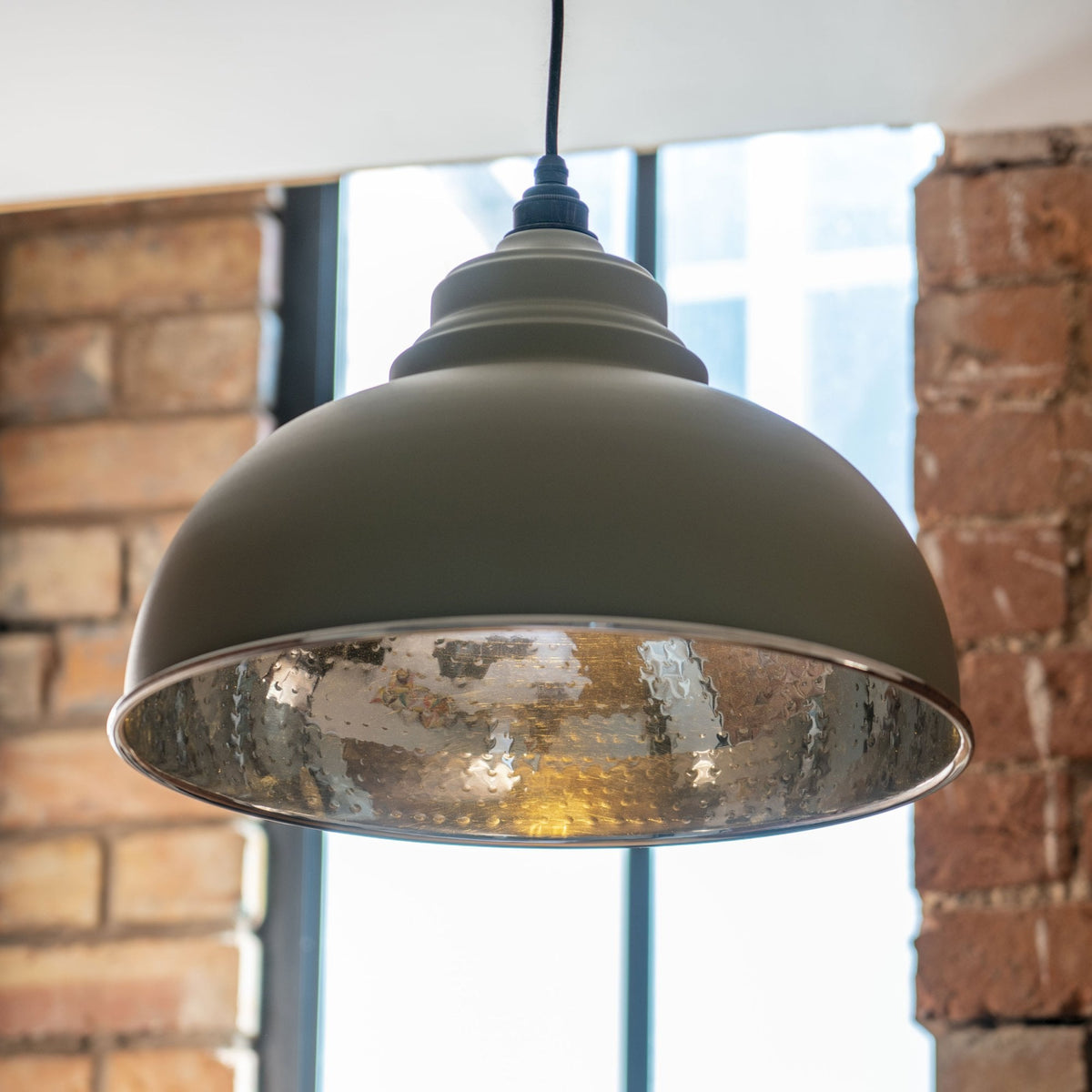 Hammered Nickel Harborne Pendant in Tump
