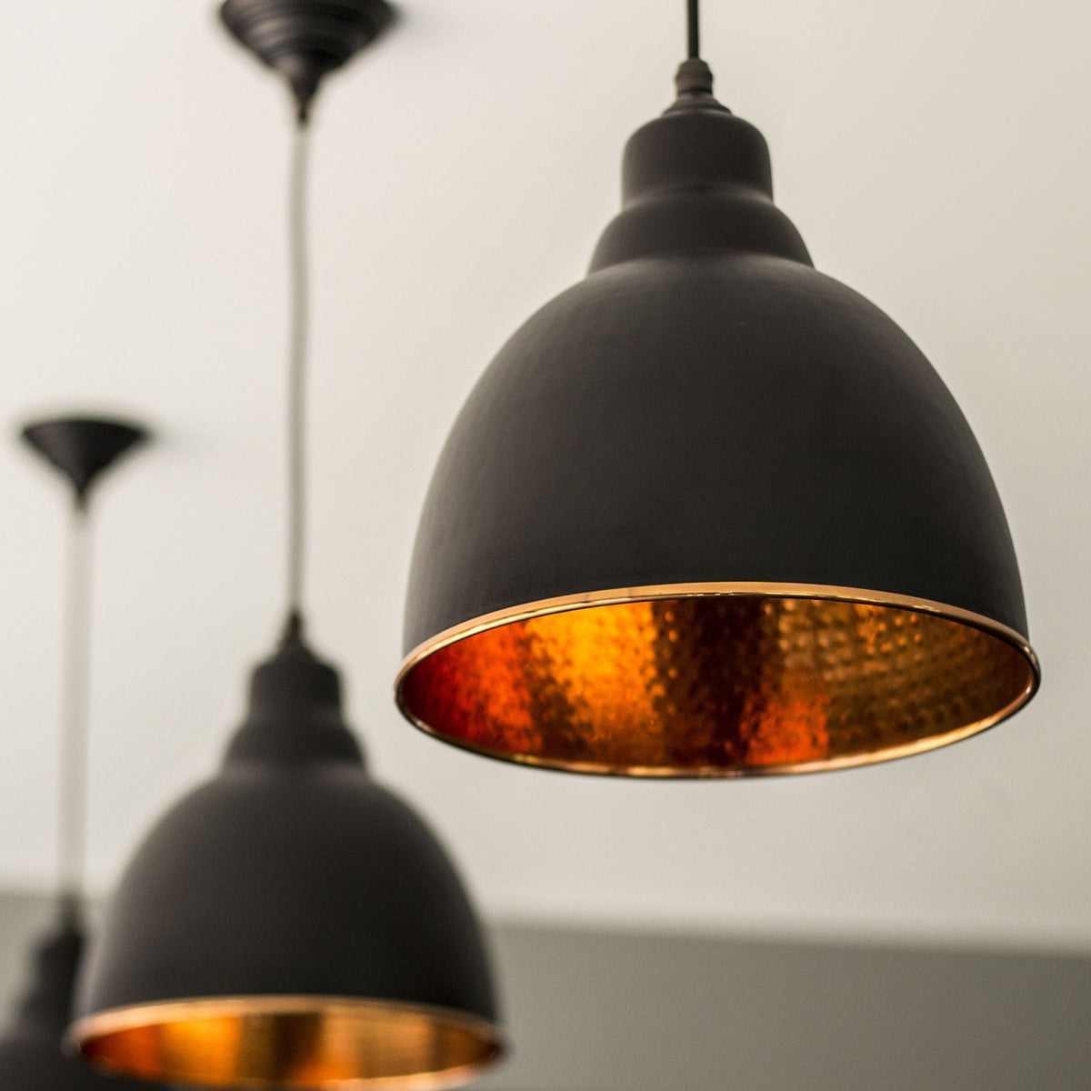 Hammered Copper Brindley Pendant in Elan Black