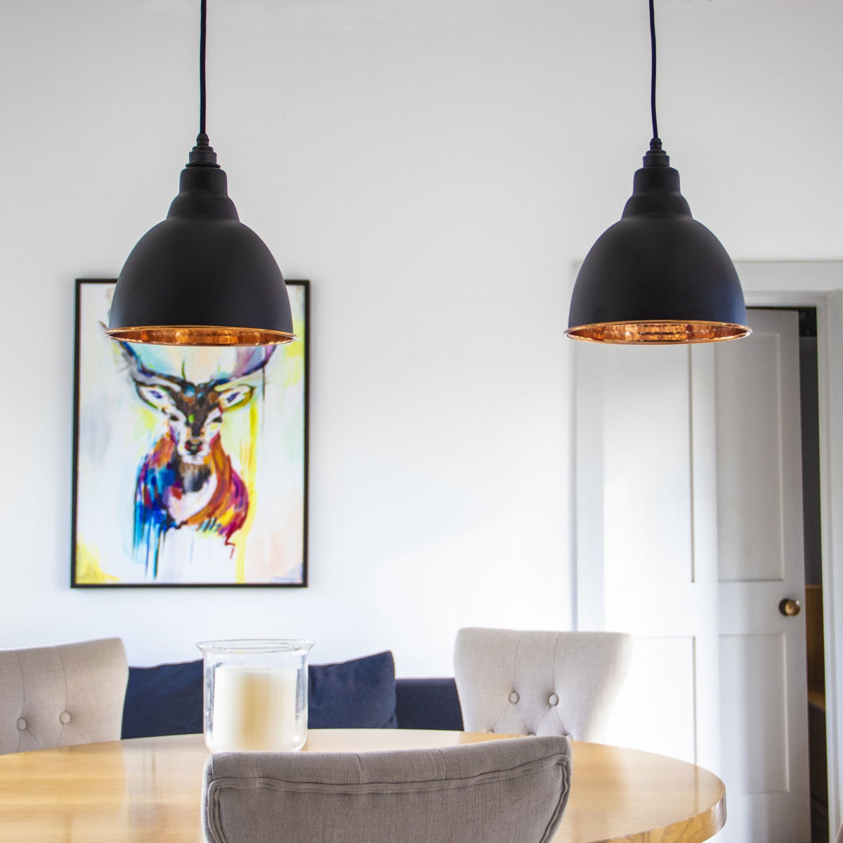 Hammered Copper Brindley Pendant in Elan Black