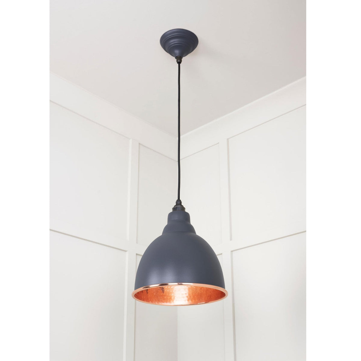 Hammered Copper Brindley Pendant in Slate