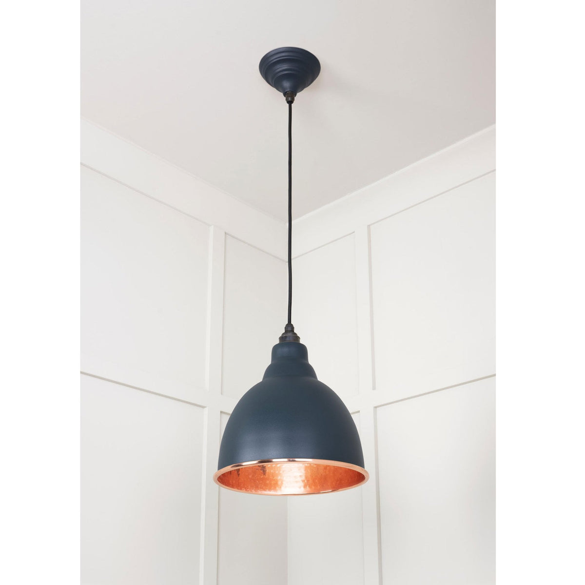 Hammered Copper Brindley Pendant in Soot