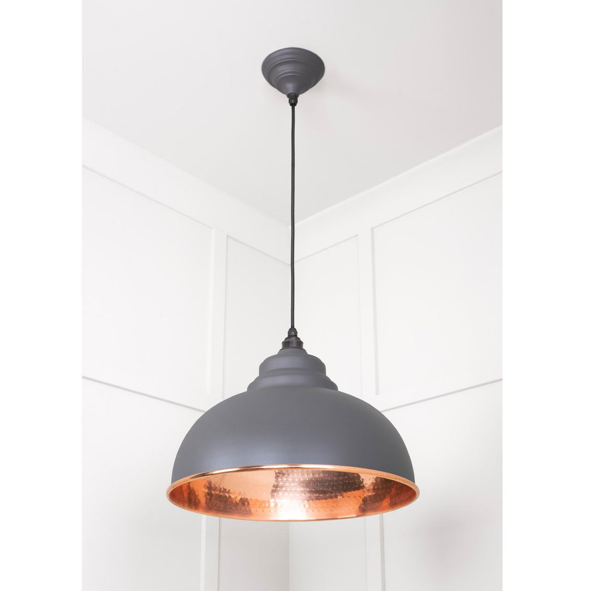 Hammered Copper Harborne Pendant in Bluff