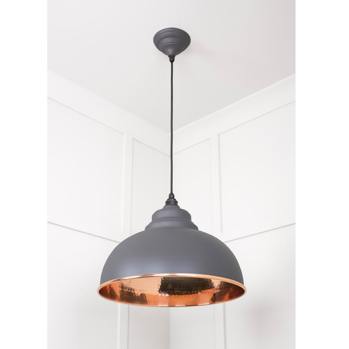 Hammered Copper Harborne Pendant in Bluff