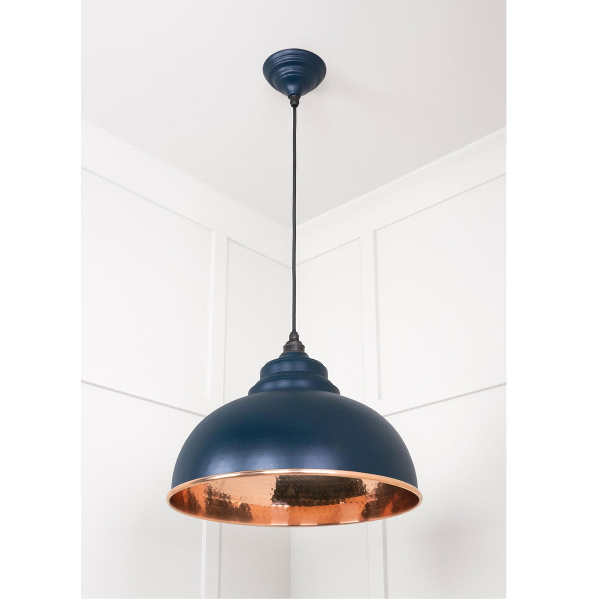 Hammered Copper Harborne Pendant in Dusk