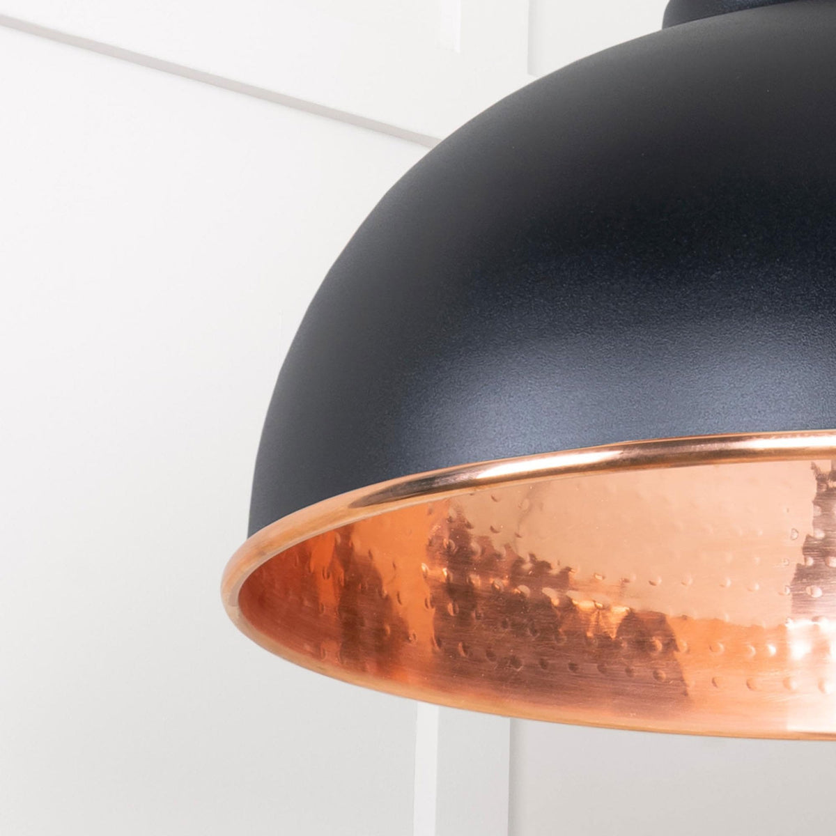 Hammered Copper Harborne Pendant in Elan Black