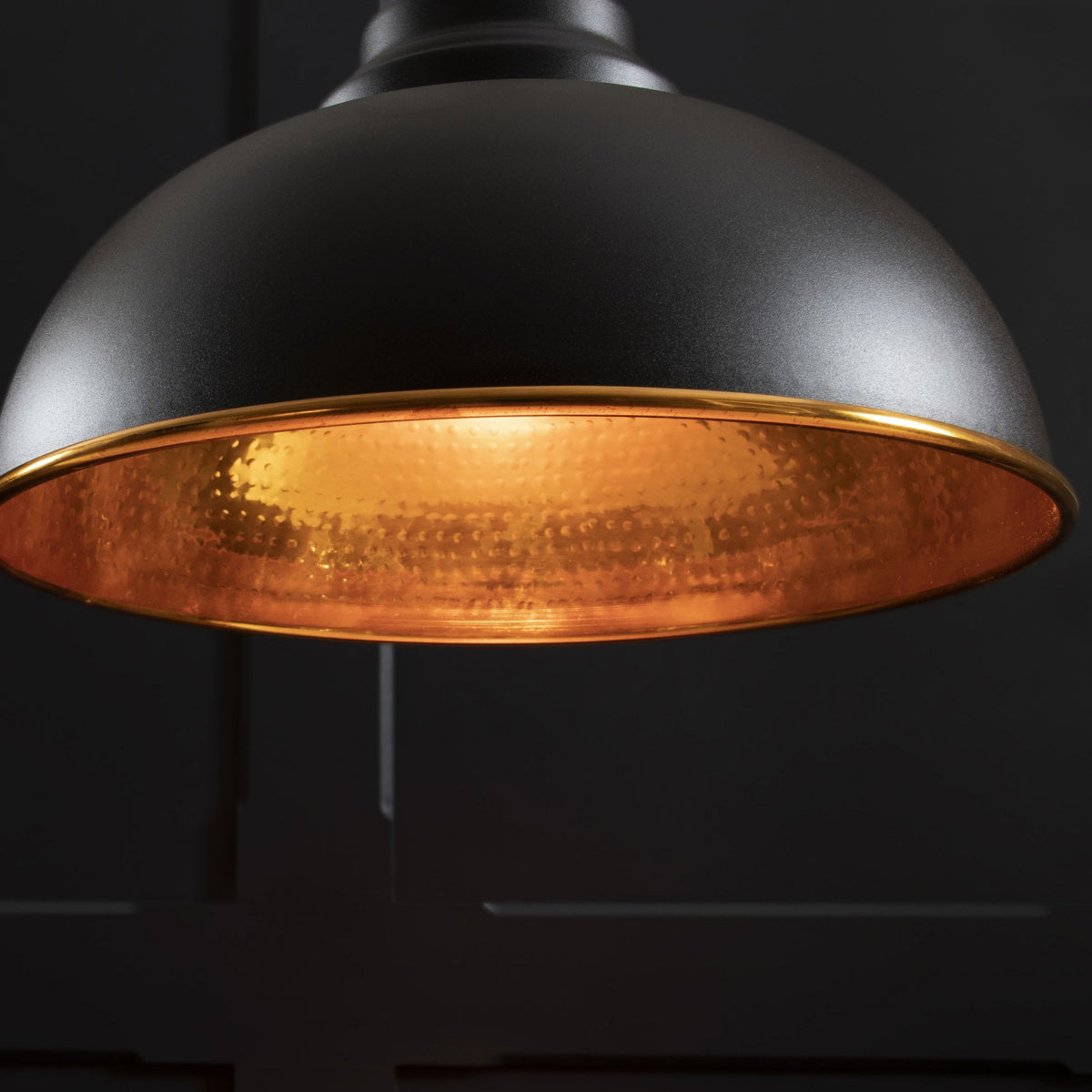 Hammered Copper Harborne Pendant in Elan Black