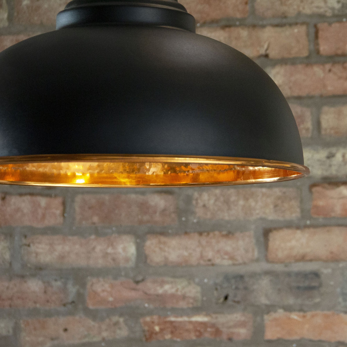 Hammered Copper Harborne Pendant in Elan Black
