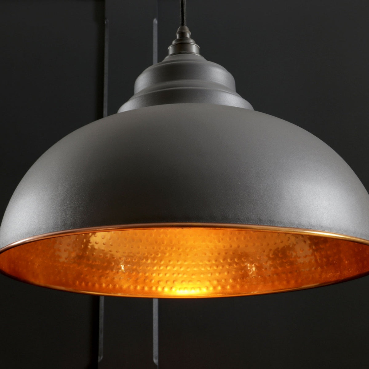 Hammered Copper Harborne Pendant in Slate