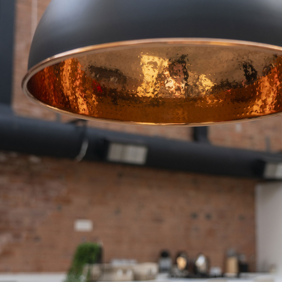 Hammered Copper Harborne Pendant in Soot