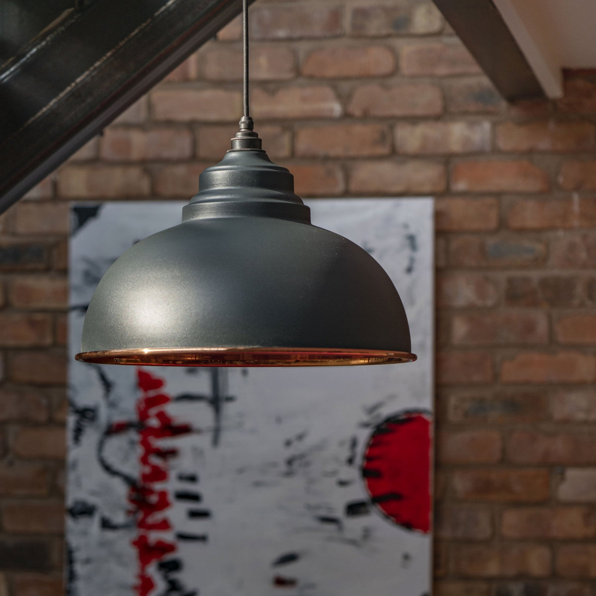 Hammered Copper Harborne Pendant in Soot