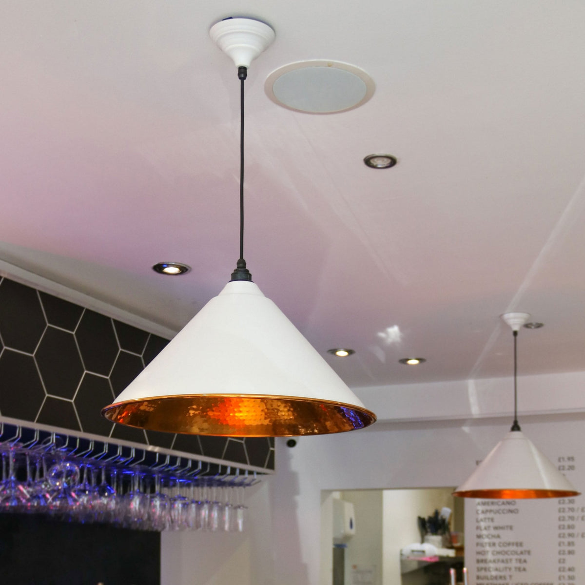 Hammered Copper Hockley Pendant in Birch