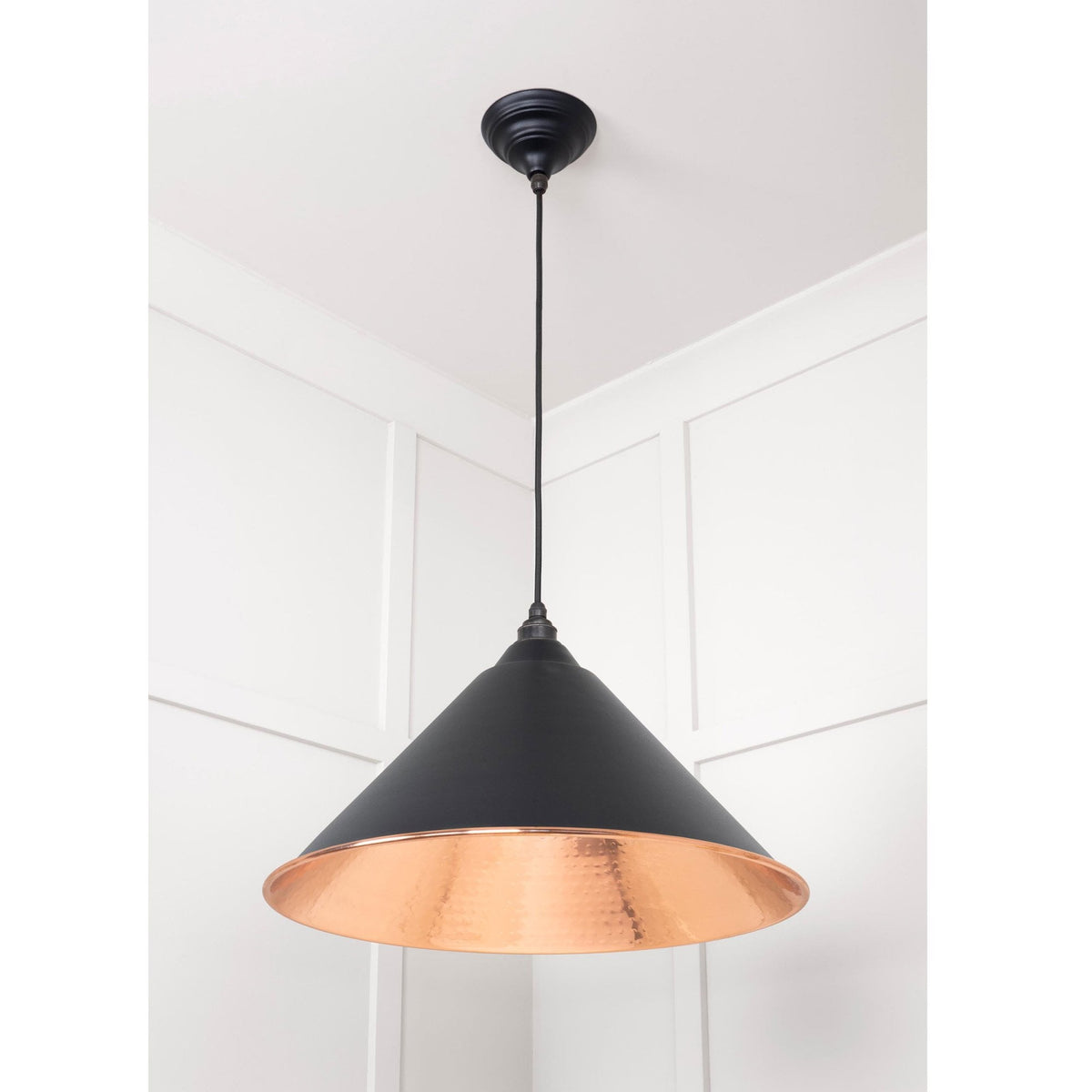 Hammered Copper Hockley Pendant in Elan Black