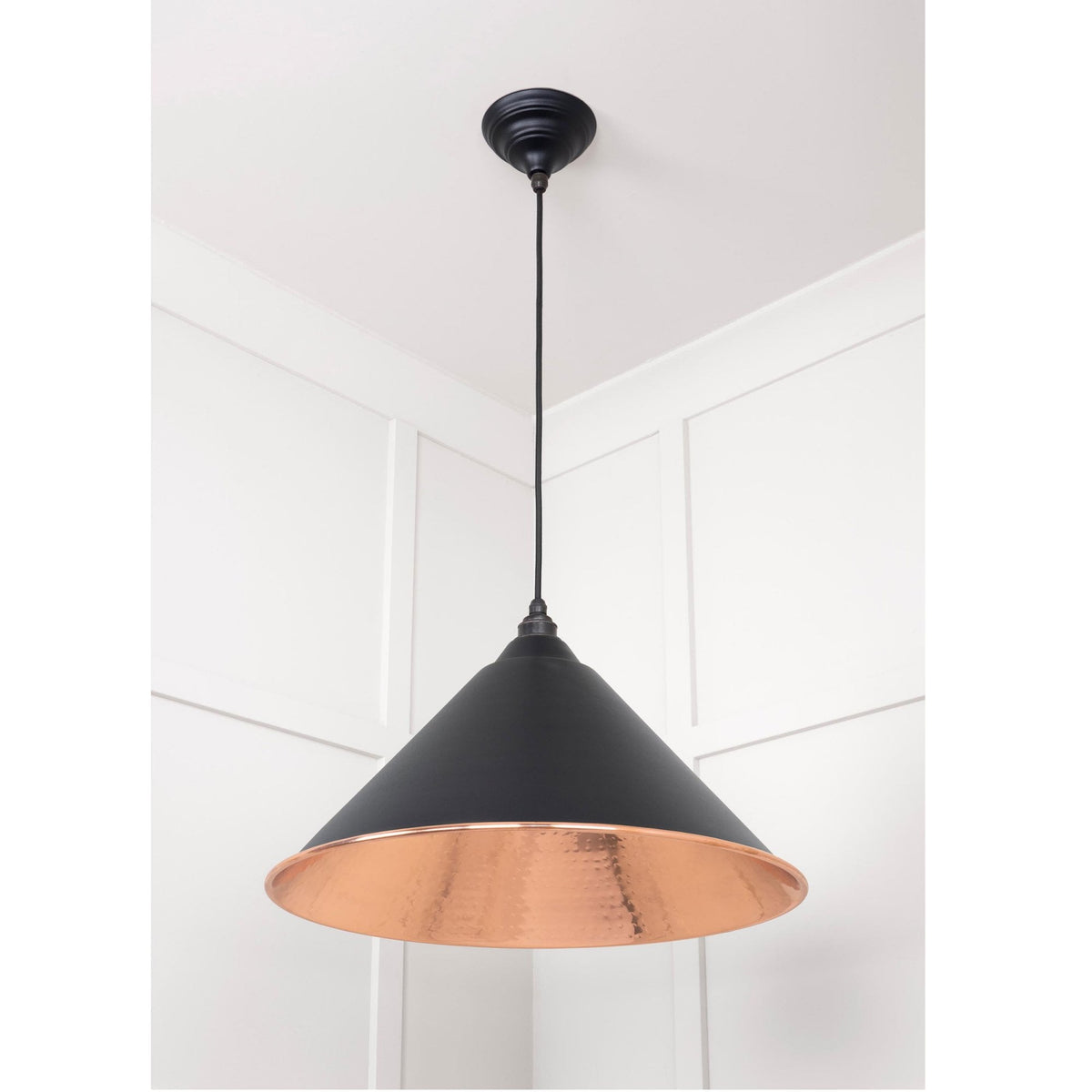 Hammered Copper Hockley Pendant in Elan Black