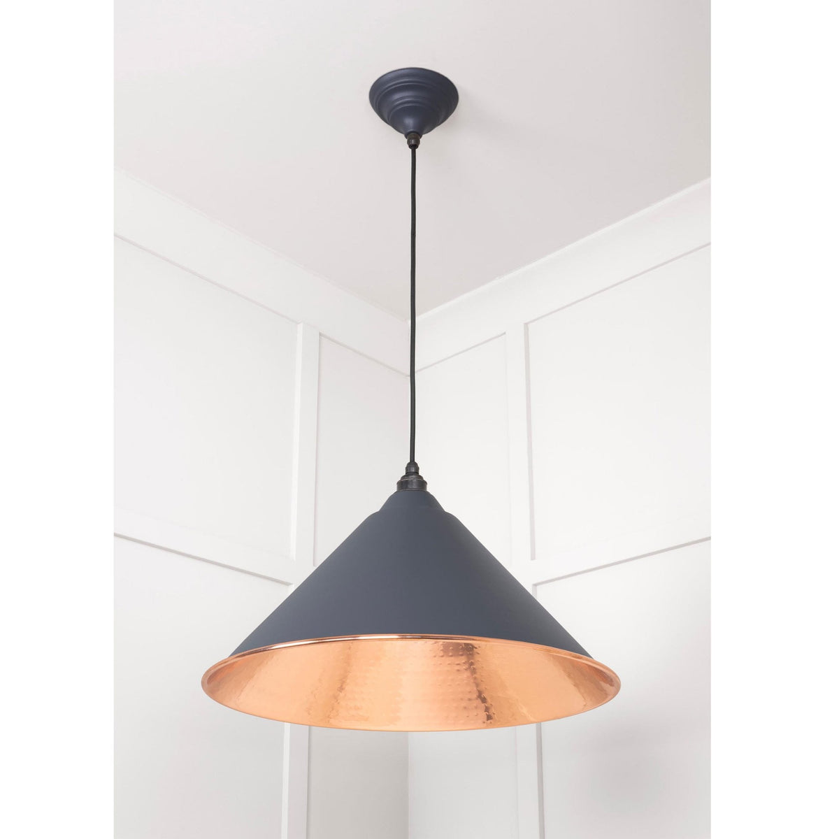 Hammered Copper Hockley Pendant in Slate