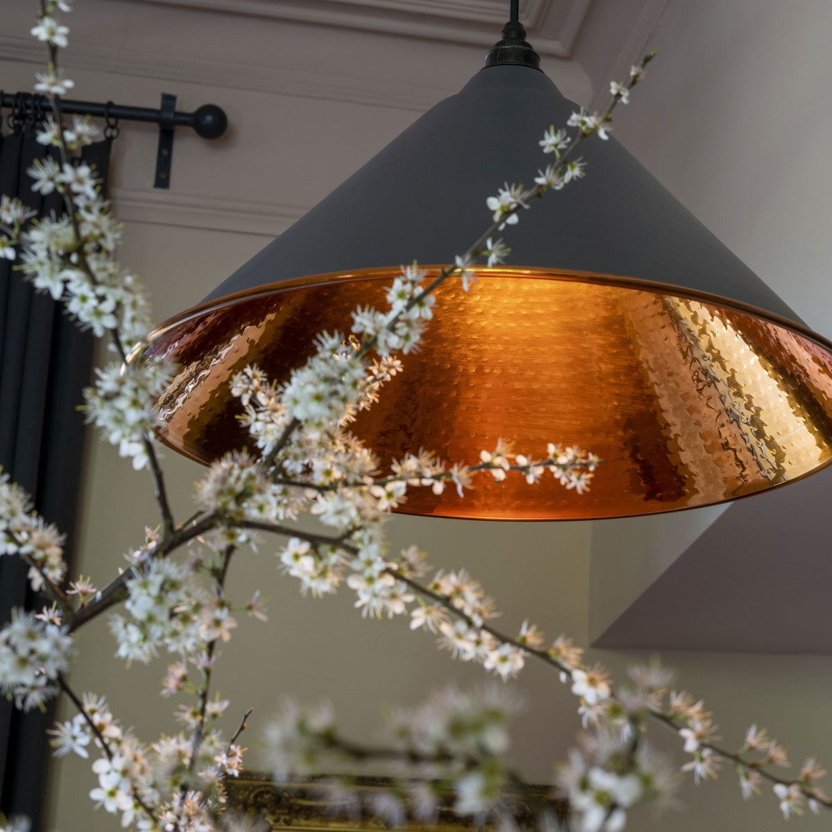 Hammered Copper Hockley Pendant in Slate