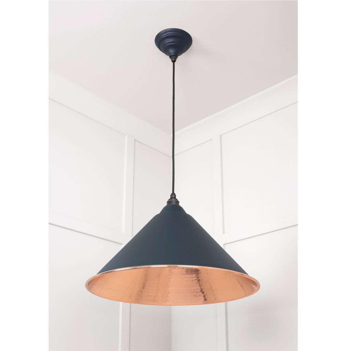 Hammered Copper Hockley Pendant in Soot