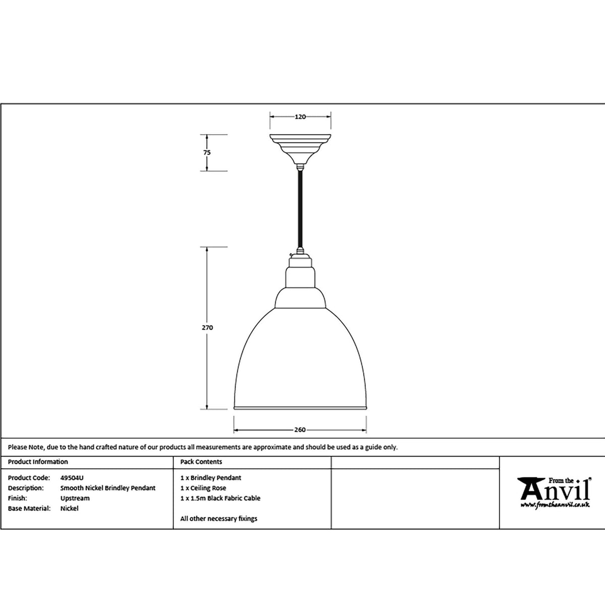 Smooth Nickel Brindley Pendant in Upstream