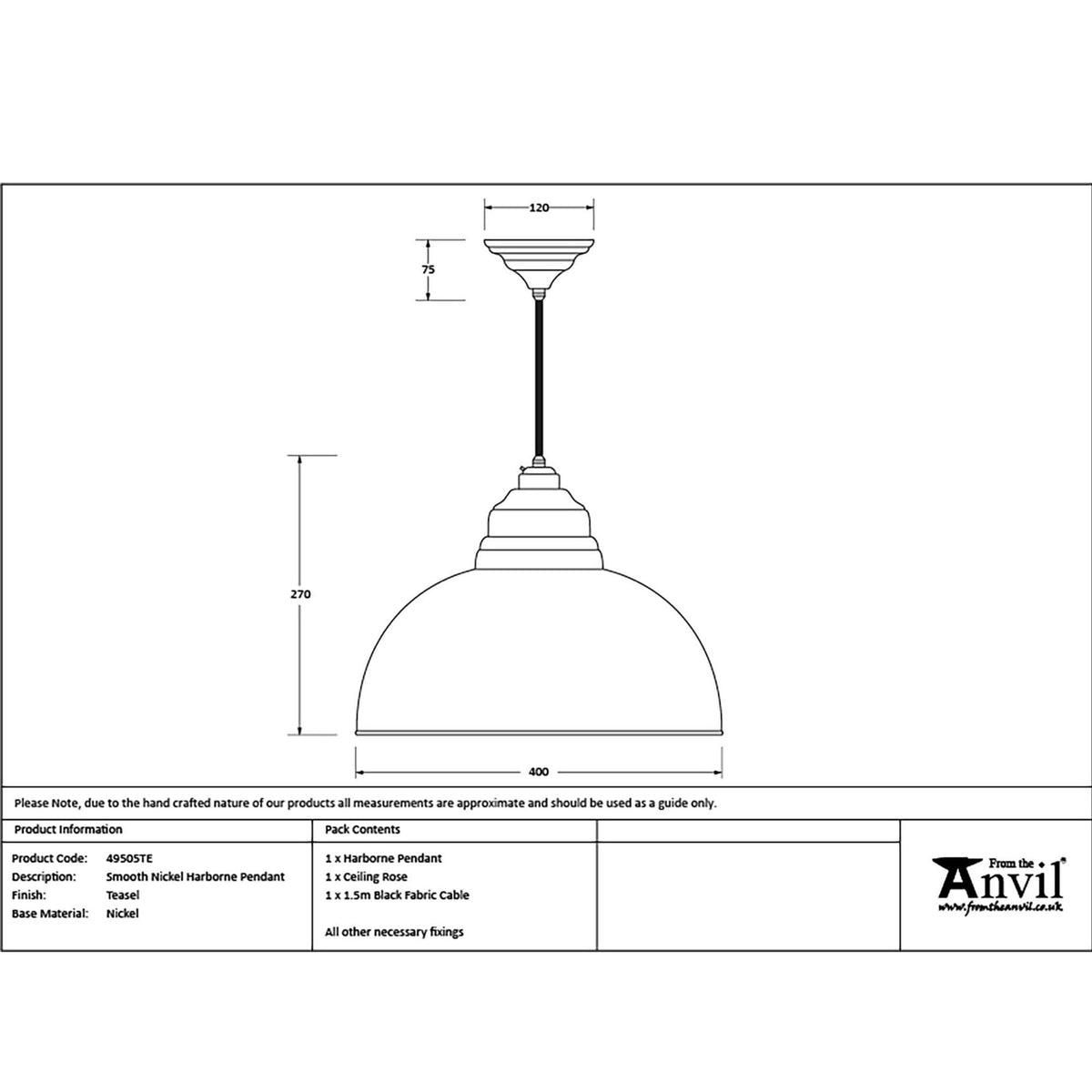 Smooth Nickel Harborne Pendant in Teasel