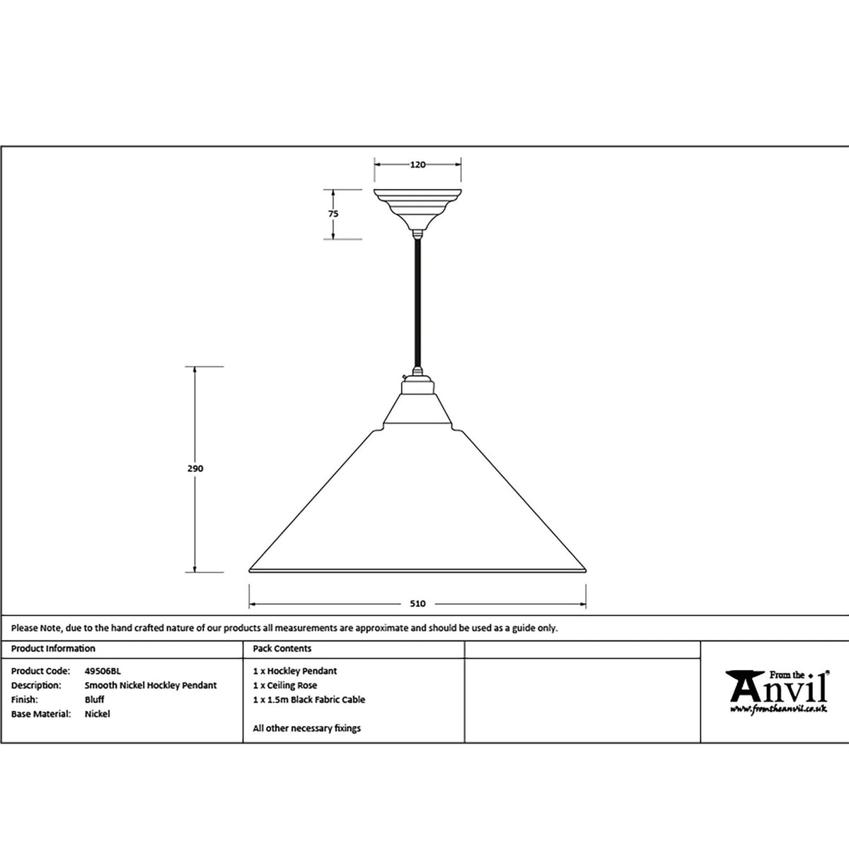Smooth Nickel Hockley Pendant in Bluff