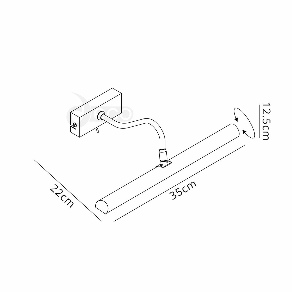 Abacus 35cm Switched Satin Nickel Picture Light