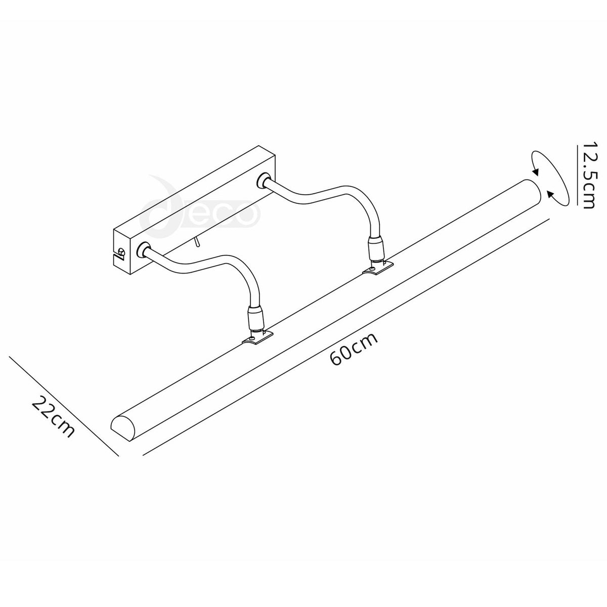 Abacus 60cm Switched Satin Nickel Picture Light