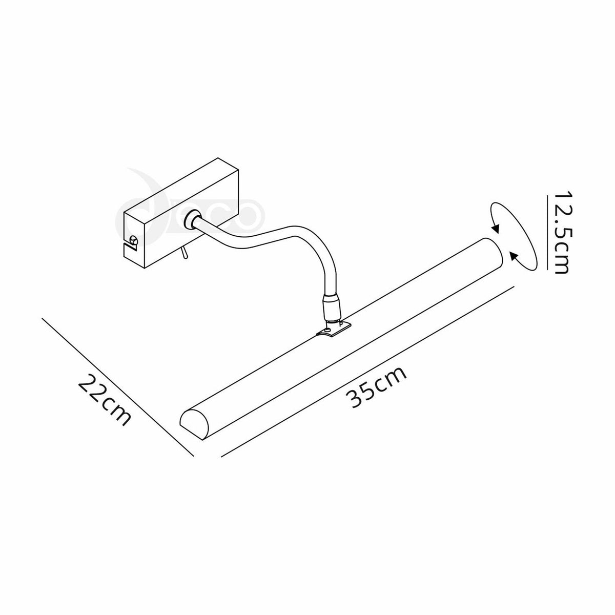Abacus 35cm Switched Satin Black Picture Light