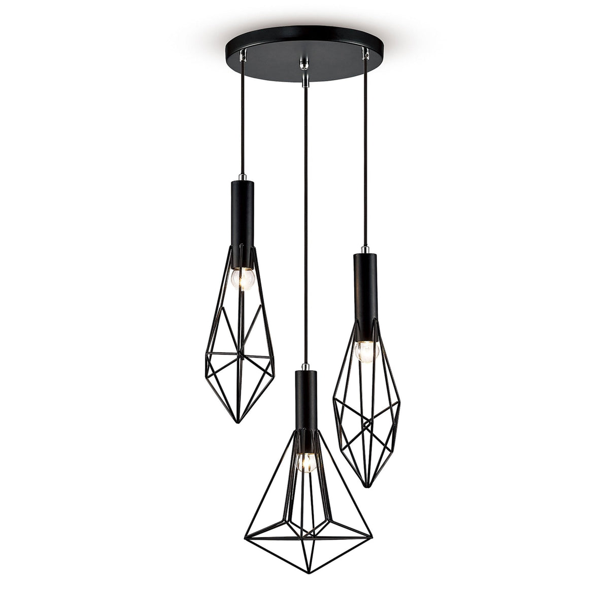 Kristoff Geometric Triple Pendant Round In Black