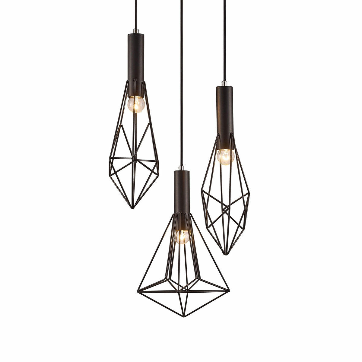 Kristoff Geometric Triple Pendant Round In Black