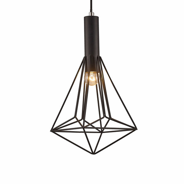Kristoff Geometric Pendant 1 Light in a Black Finish