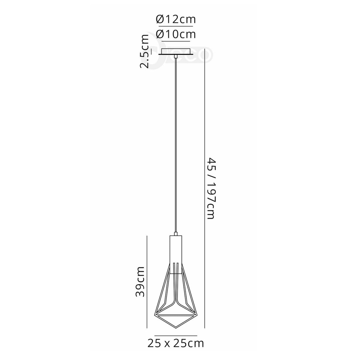 Kristoff Geometric Pendant 1 Light in a Black Finish