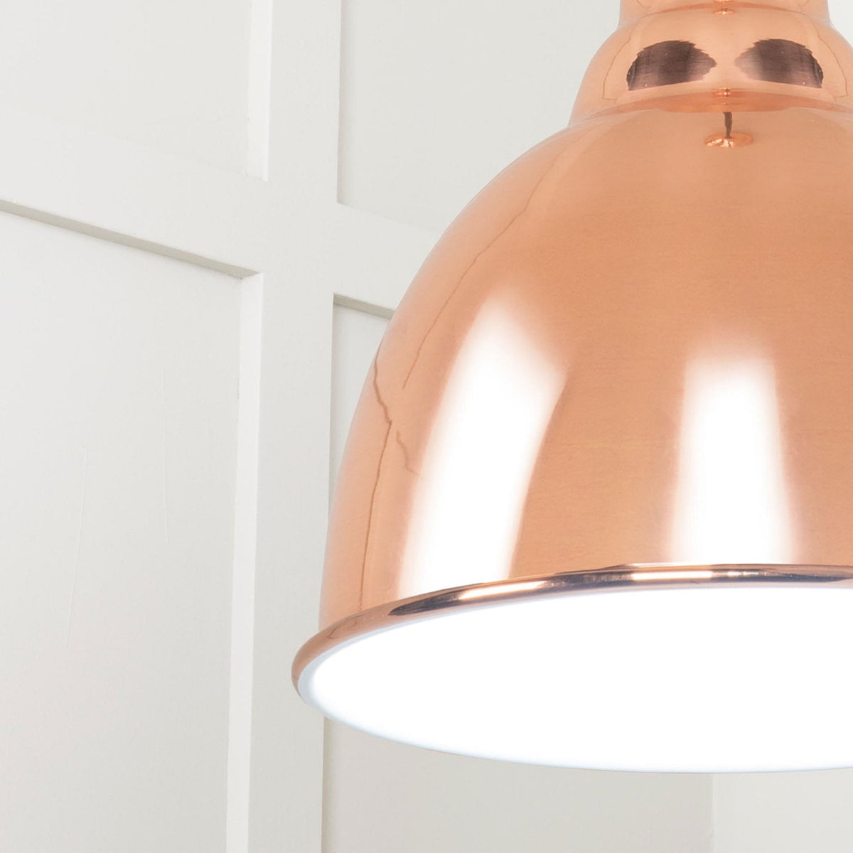 A detailed view of the copper ceiling pendant light highlighting its texture and finish.
