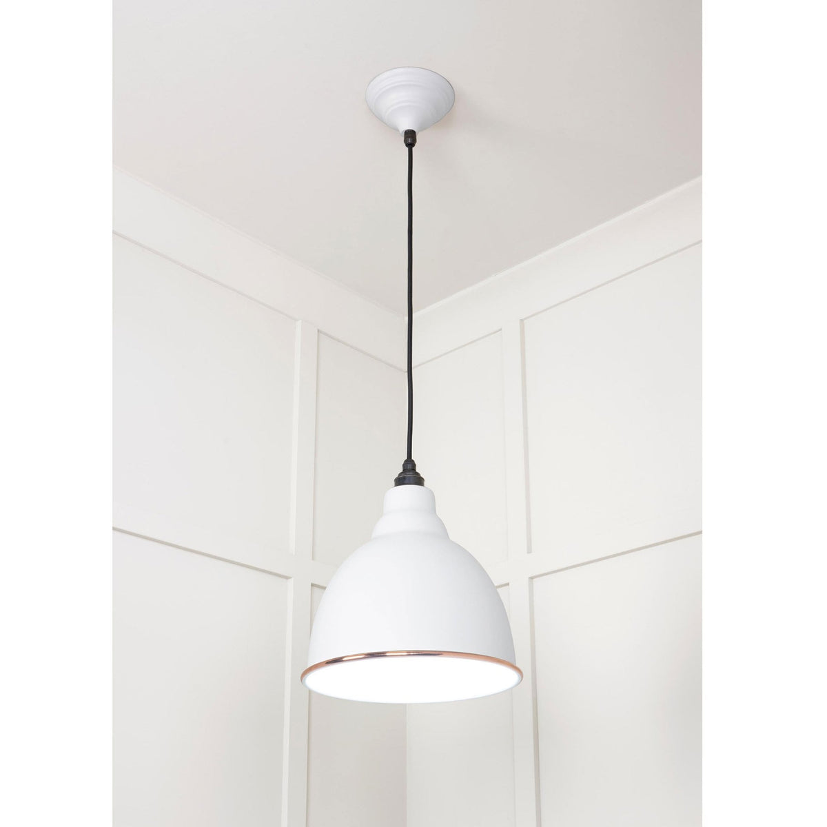 White Gloss Brindley Pendant in Flock