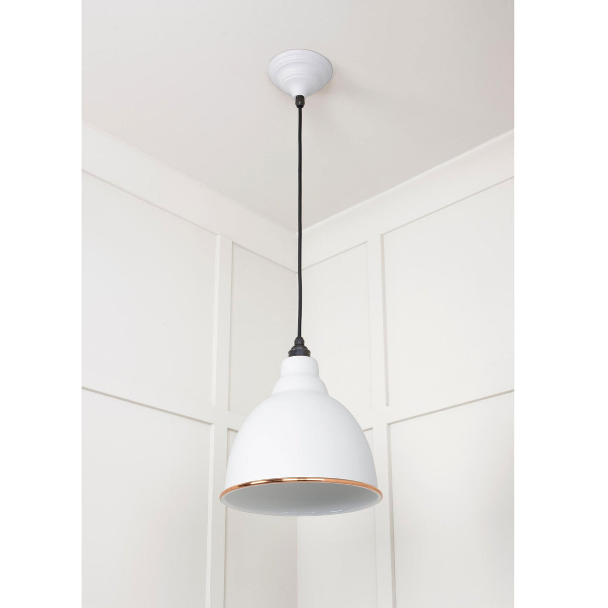 White Gloss Brindley Pendant in Flock