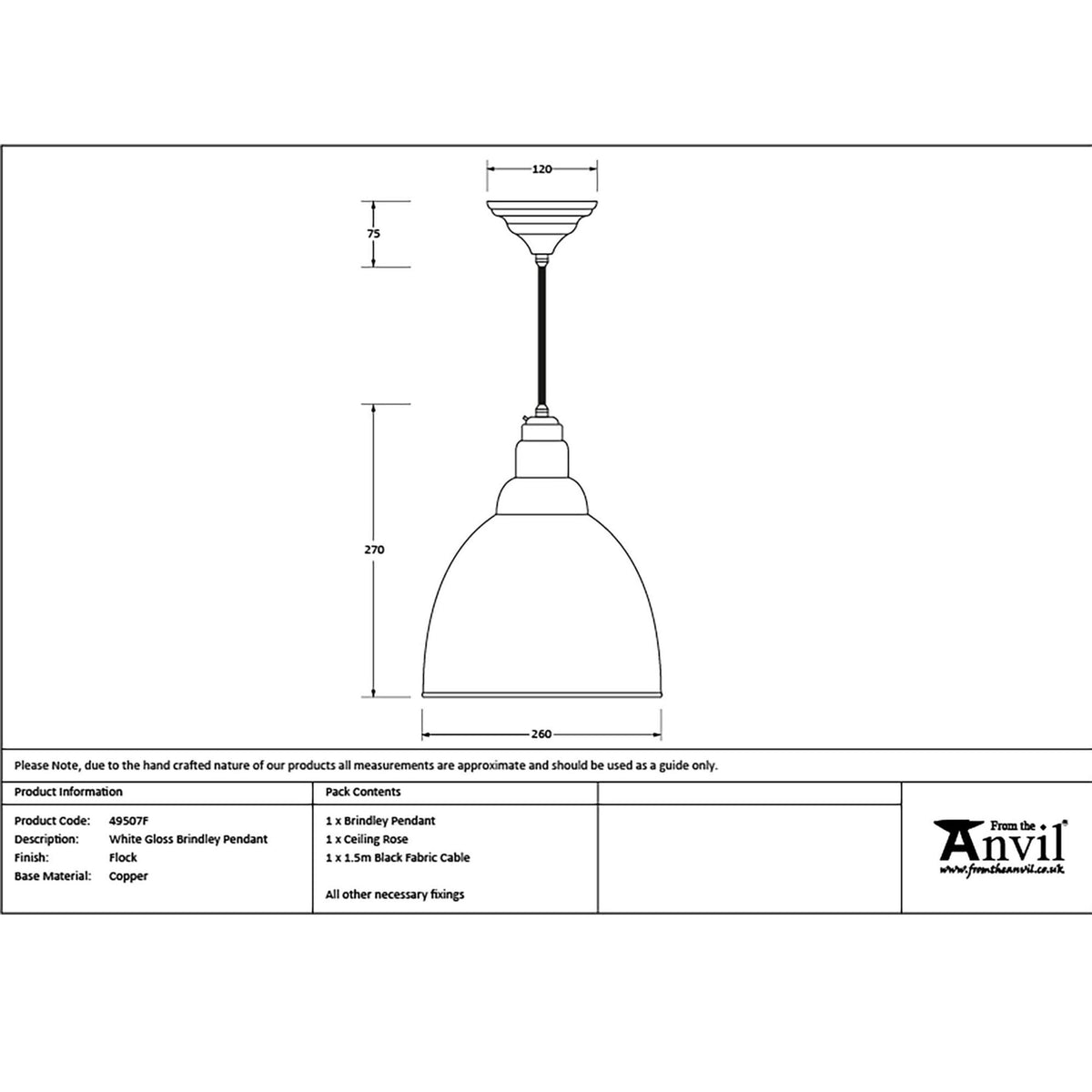 White Gloss Brindley Pendant in Flock