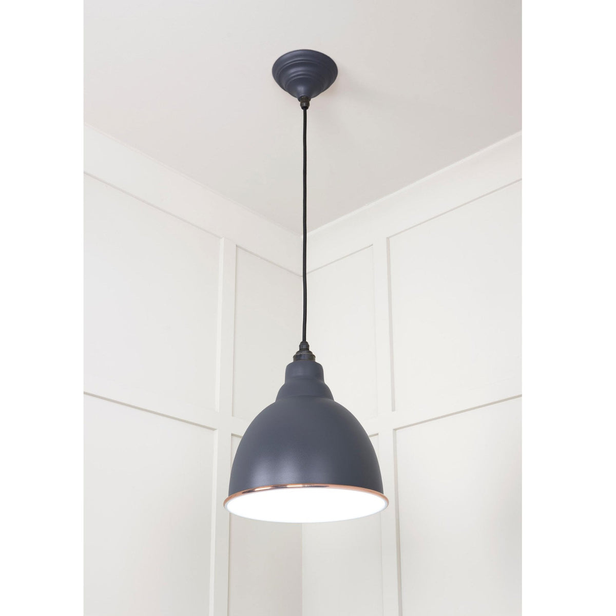 White Gloss Brindley Pendant in Slate