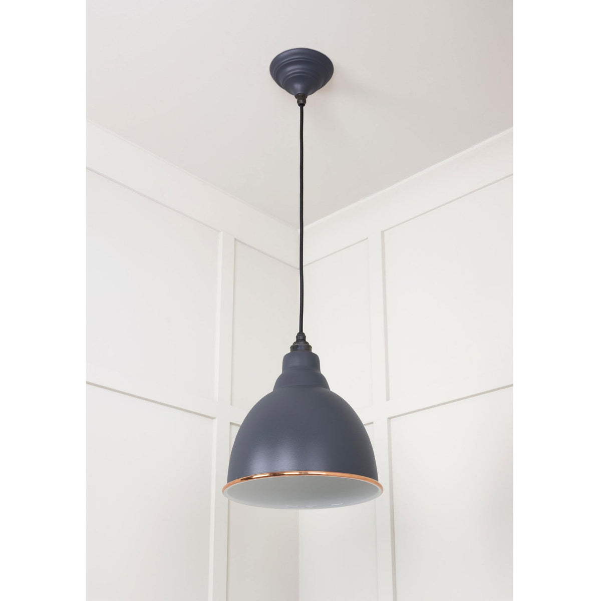 White Gloss Brindley Pendant in Slate