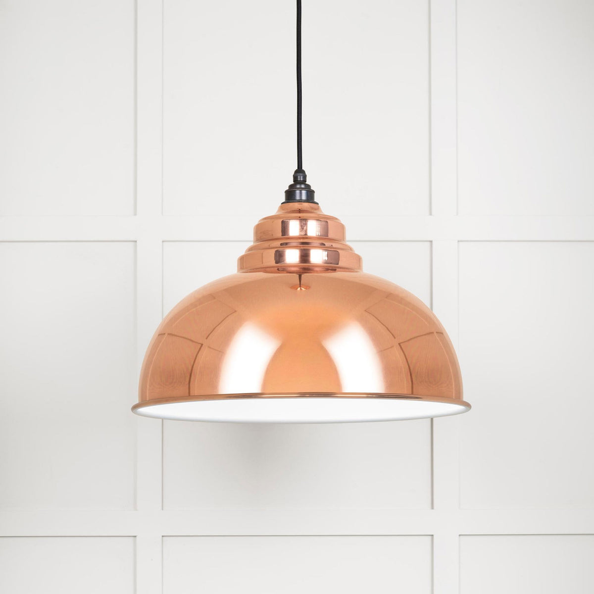 White Gloss Harborne Pendant in Copper