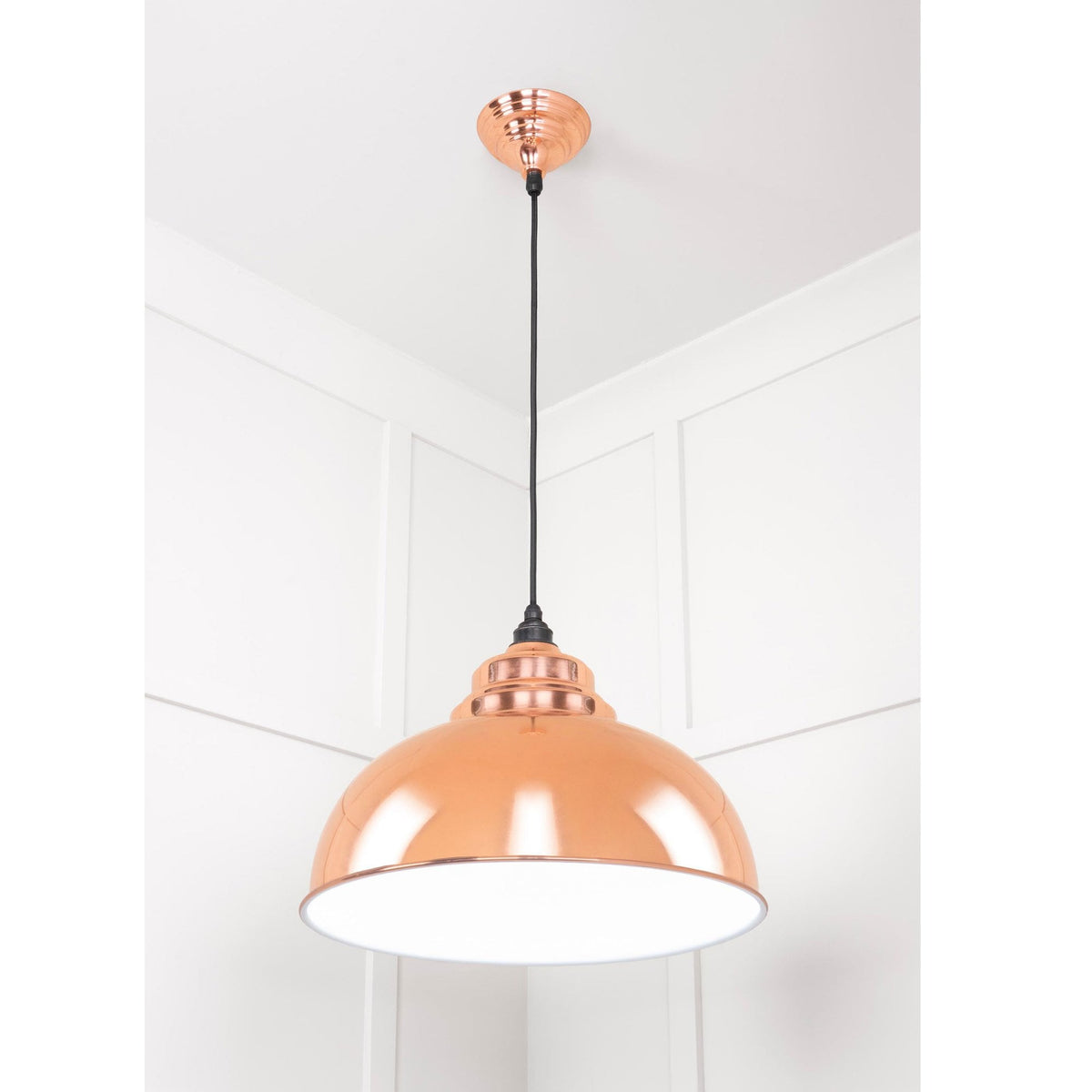 White Gloss Harborne Pendant in Copper