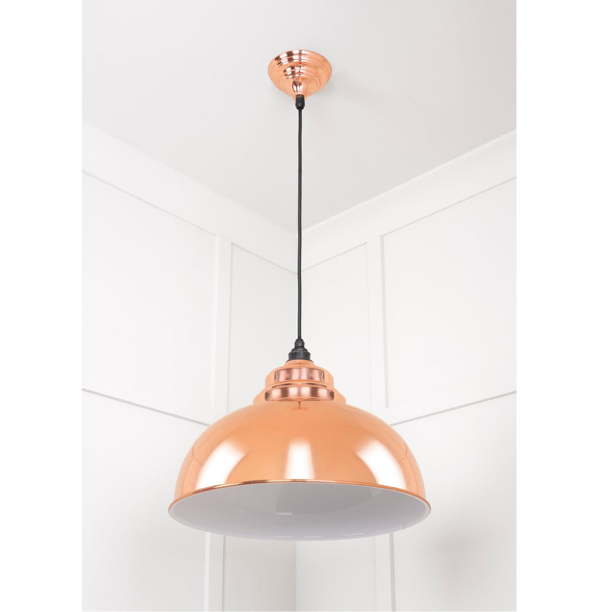 White Gloss Harborne Pendant in Copper