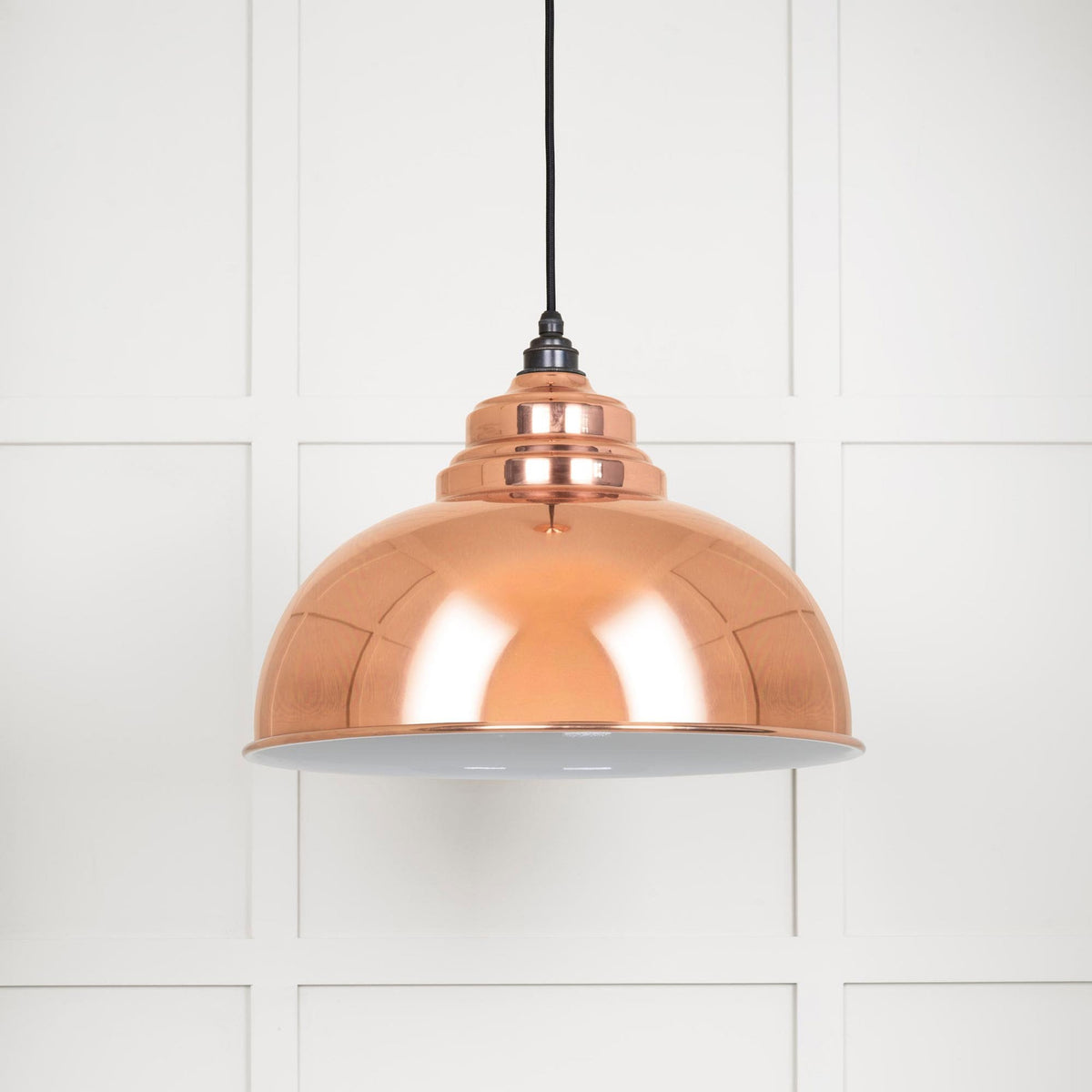 White Gloss Harborne Pendant in Copper