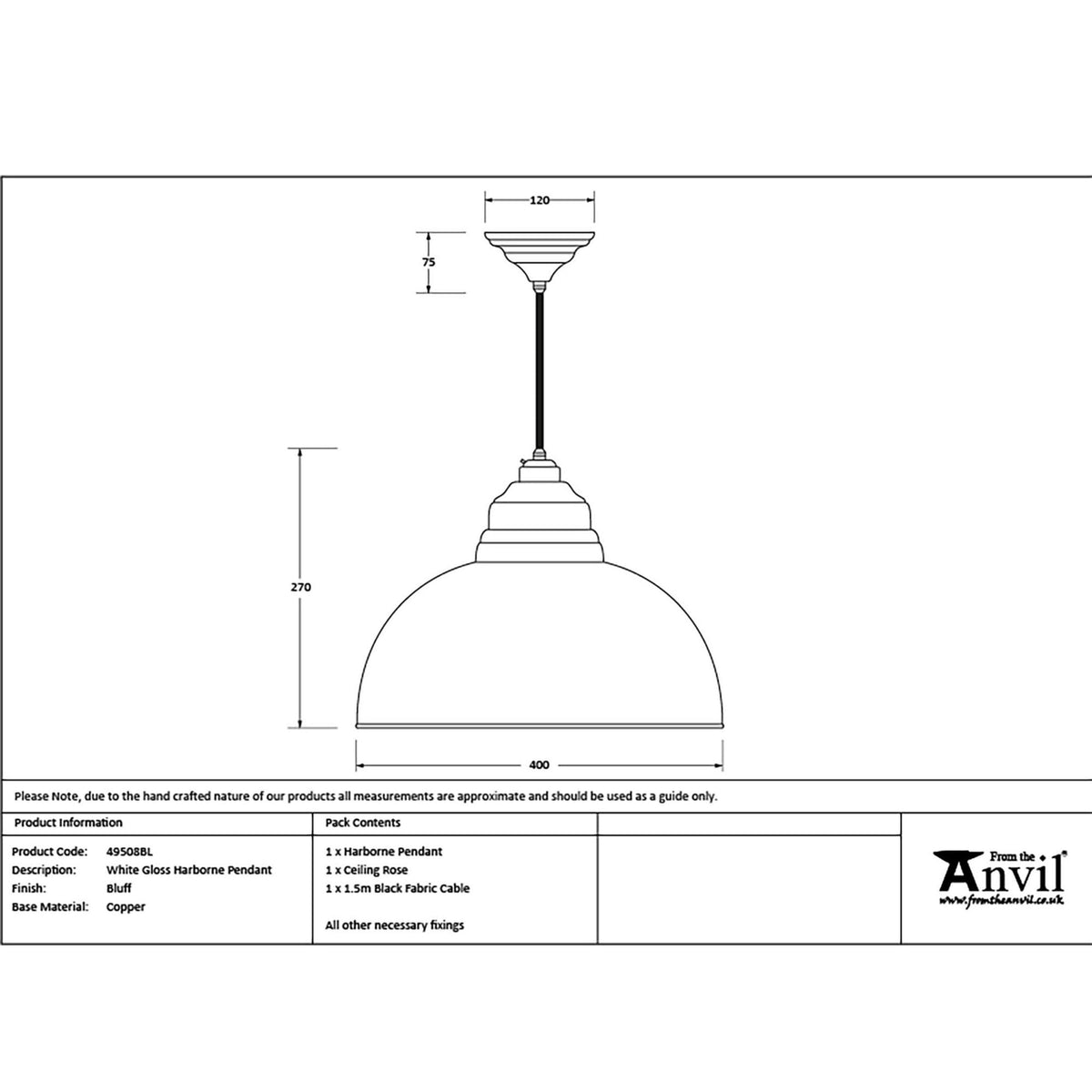 White Gloss Harborne Pendant in Bluff