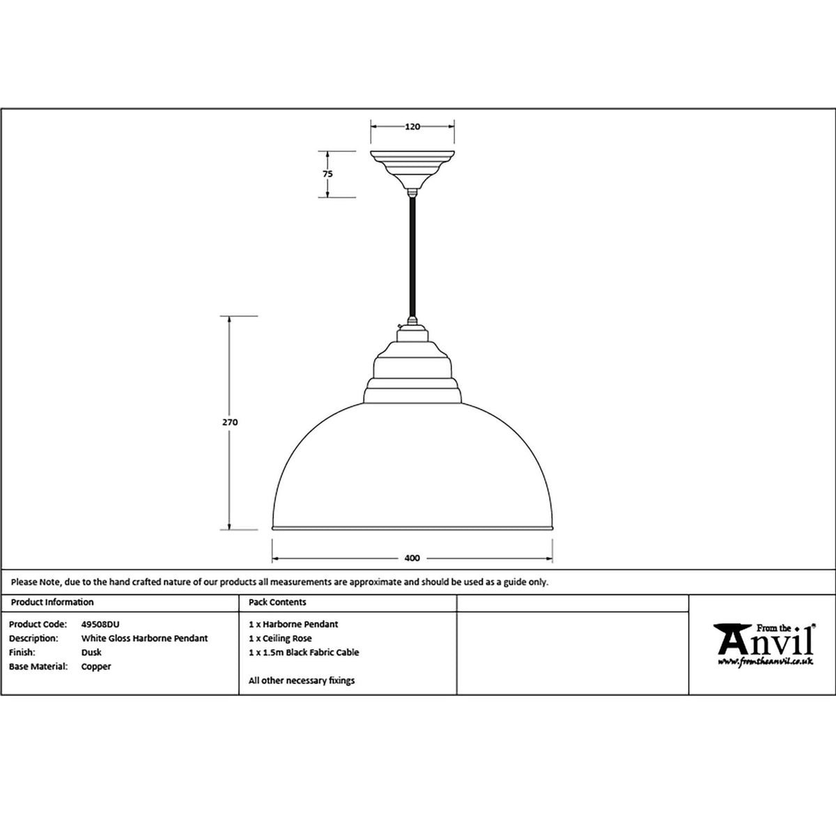 White Gloss Harborne Pendant in Dusk