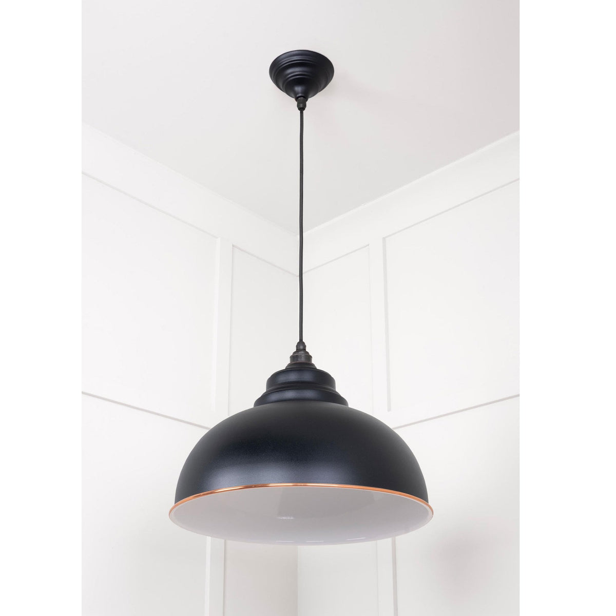 White Gloss Harborne Pendant in Elan Black