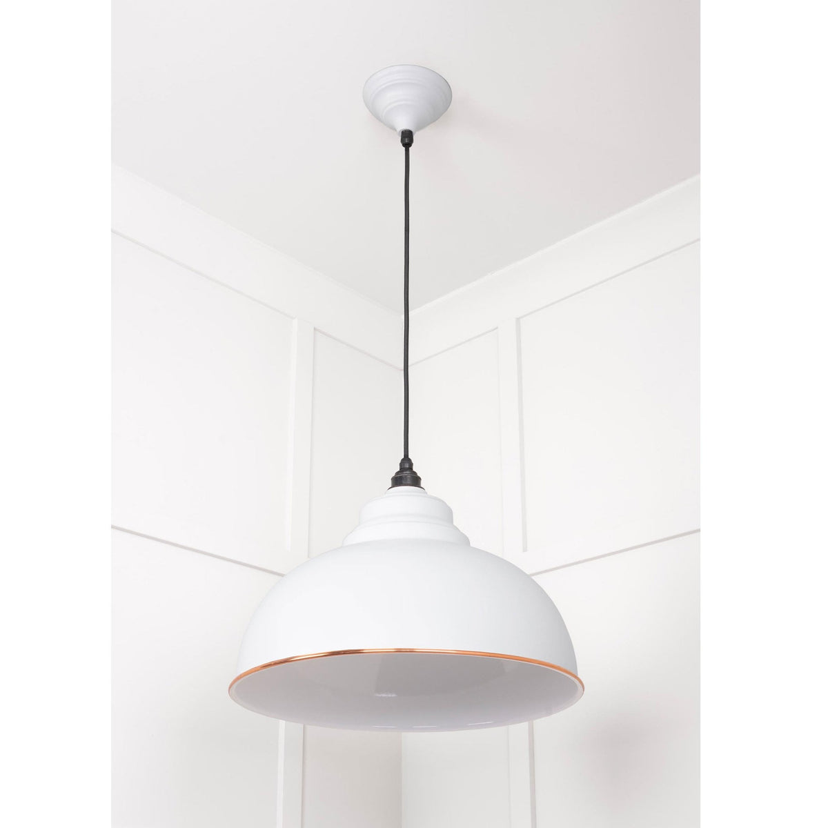 White Gloss Harborne Pendant in Flock
