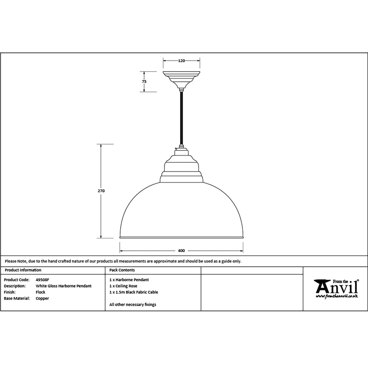White Gloss Harborne Pendant in Flock